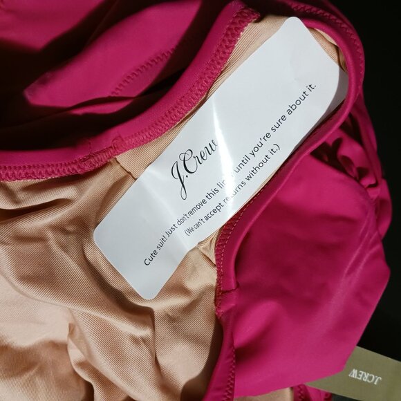 NEW J. Crew‎ Ruched V-neck One-Piece Swimsuit in Radiant Fuchsia/Bright Pink 10 - Picture 7 of 15